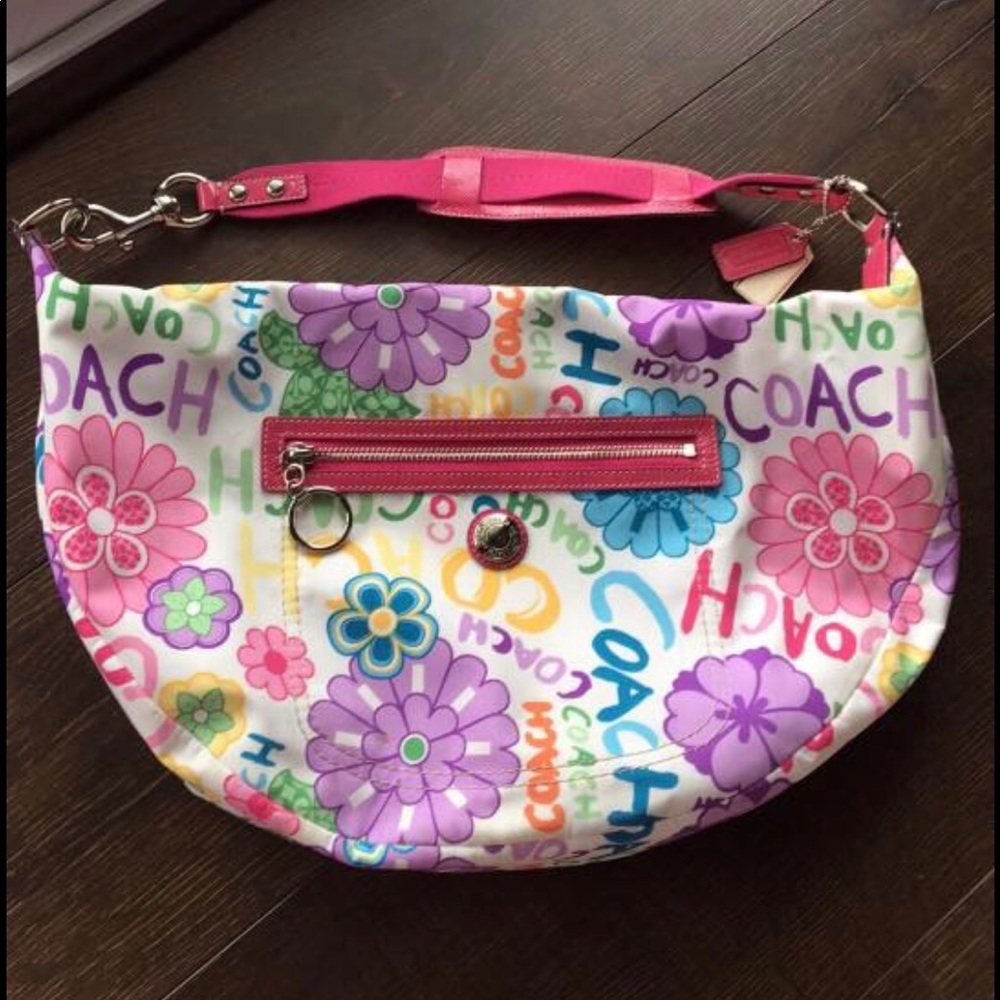 Colorful Flowery Coach Purse
